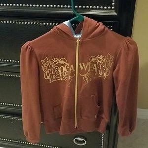 Rocawear Hoodie Brown and Gold zipper